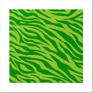 Tiger Print Green Two Toned Posters and Art